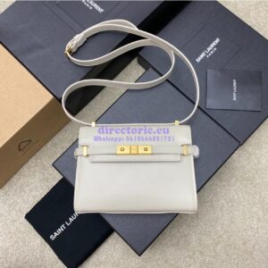 Replica Saint Laurent YSL Manhattan Small In white Patent Leather with Gold Hardware 727766