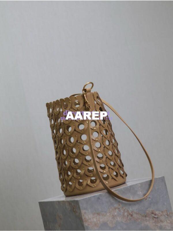 Replica YSL Saint Laurent Heart-Cutout Seau Bucket Bag 753827 Tan 5