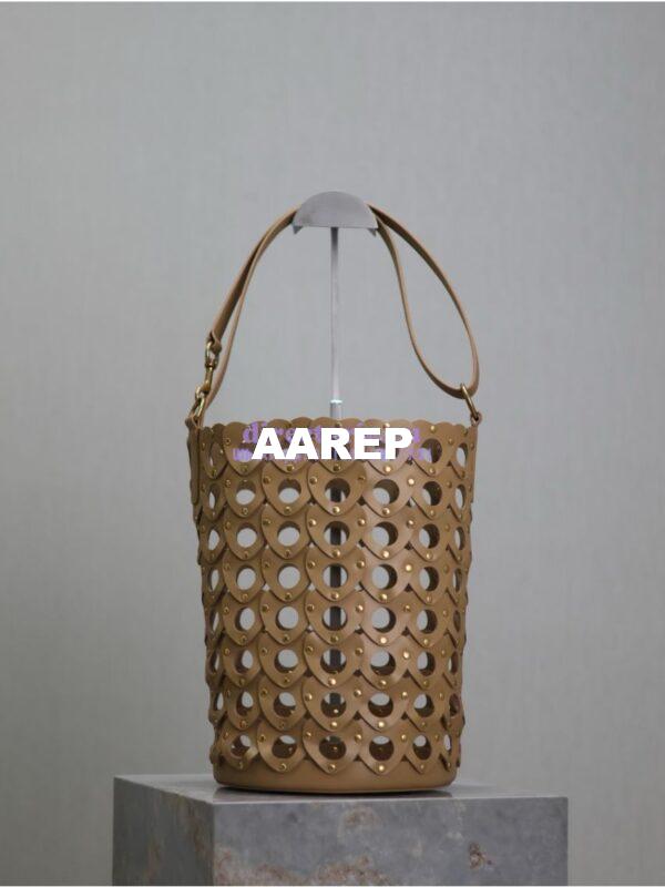 Replica YSL Saint Laurent Heart-Cutout Seau Bucket Bag 753827 Tan 11