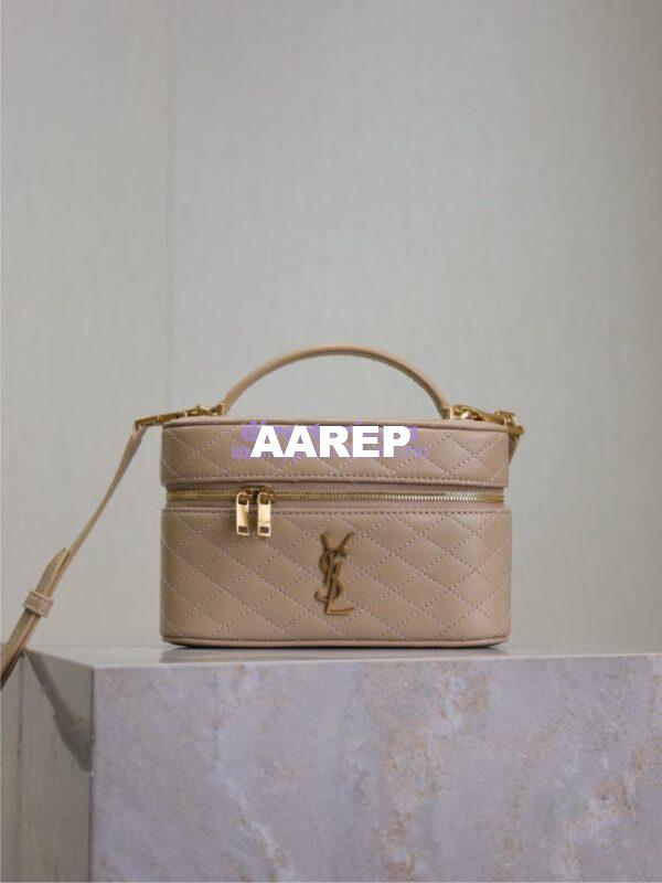 Replica Saint Laurent YSL Gaby Vanity Bag In Lambskin 7667311 DK toffee 3