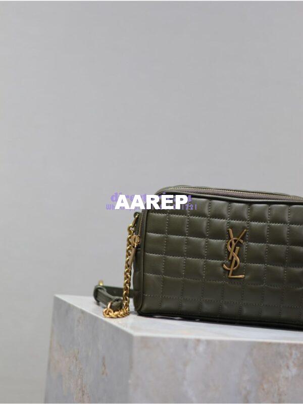 Replica YSL Saint Laurent Cassandre Matelassé Carré Camera Bag Lambskin 764809 Light Musk 8