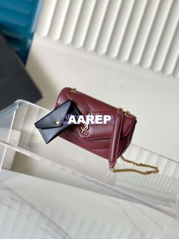 Replica YSL Saint Laurent Loulou Mini In Lambskin 821749 Rouge Cabernet 3