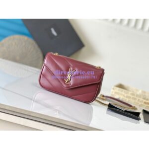 Replica YSL Saint Laurent Loulou Mini In Lambskin 821749 Rouge Cabernet 2