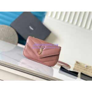Replica YSL Saint Laurent Loulou Mini In Lambskin 821749 Hortensia 2