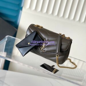 Replica YSL Saint Laurent Loulou Small In Matelassé Lambskin 801437 Dark Strong Moss 2