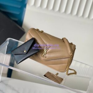 Replica YSL Saint Laurent Loulou Small In Matelassé Lambskin 801437 Natural Tan 2