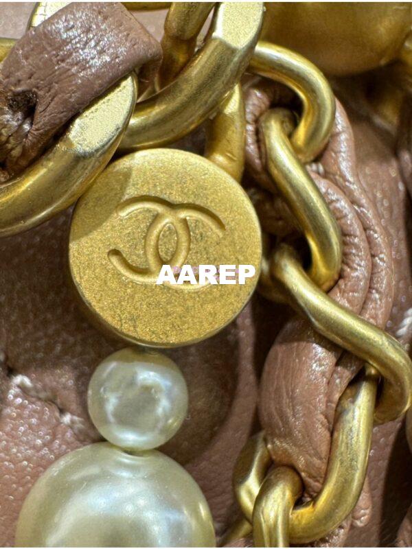 Replica Chanel 24P Seasonal Mini Flap Bag with Pearl Top Handle Chain AS4385 Iridescent Pink 11