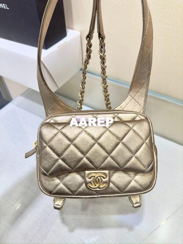 Replica Chanel 24P Limited Edition Metallic Lambskin Backpack AS4621 Gold