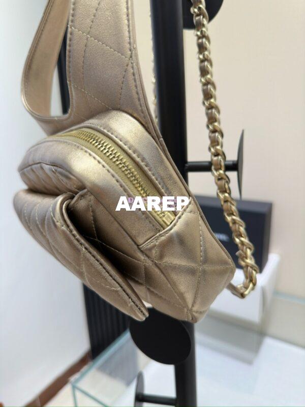 Replica Chanel 24P Limited Edition Metallic Lambskin Backpack AS4621 Gold 3