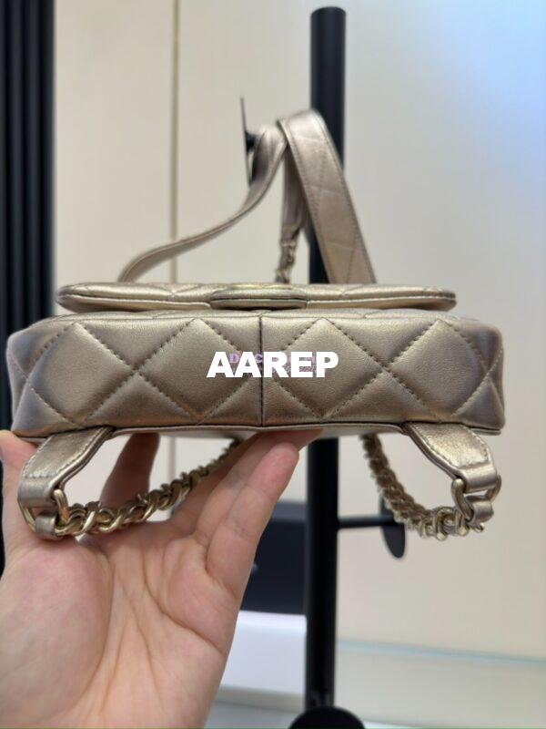 Replica Chanel 24P Limited Edition Metallic Lambskin Backpack AS4621 Gold 8