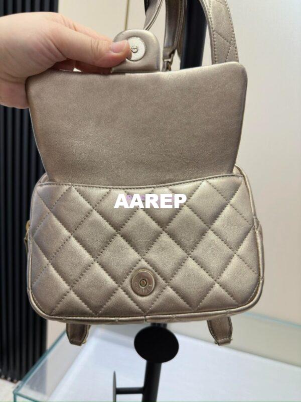 Replica Chanel 24P Limited Edition Metallic Lambskin Backpack AS4621 Gold 10