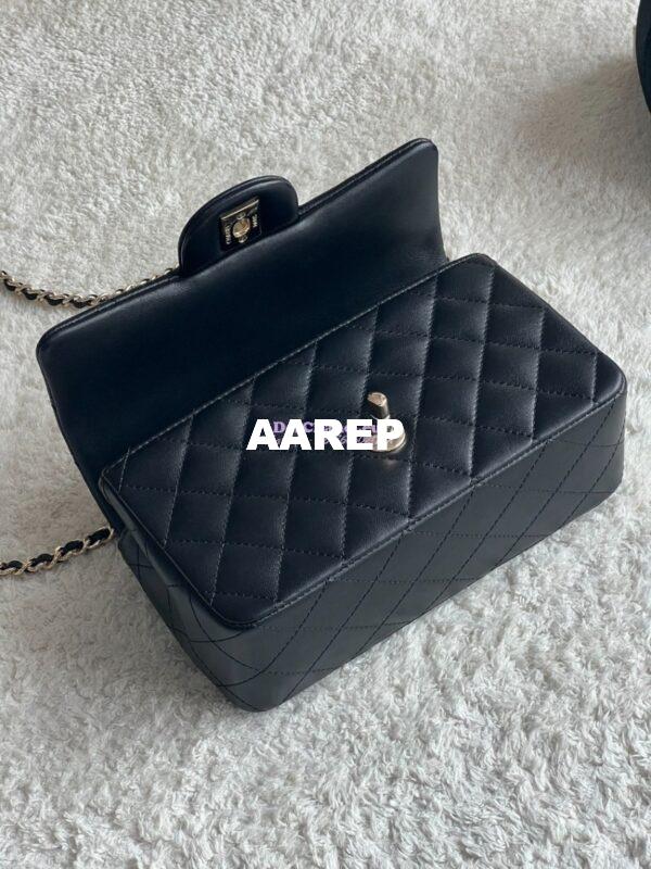 Replica Chanel New 24K Lambskin Mini Flap Bag With Metal Top Handle AS2431 Black 14