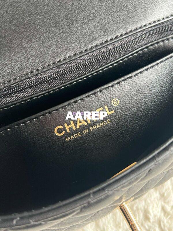 Replica Chanel New 24K Lambskin Mini Flap Bag With Metal Top Handle AS2431 Black 18
