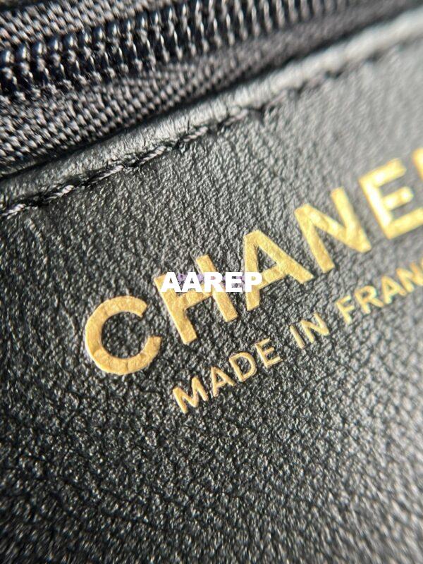 Replica Chanel New 24K Lambskin Mini Flap Bag With Metal Top Handle AS2431 Black 19