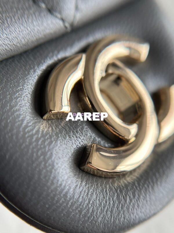 Replica Chanel New 24K Lambskin Mini Flap Bag With Metal Top Handle AS2431 Grey 10