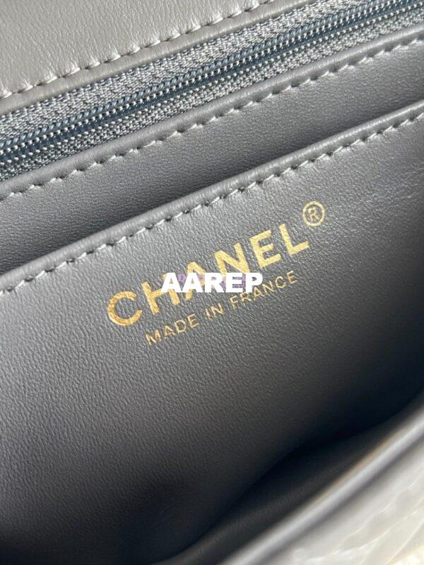 Replica Chanel New 24K Lambskin Mini Flap Bag With Metal Top Handle AS2431 Grey 16