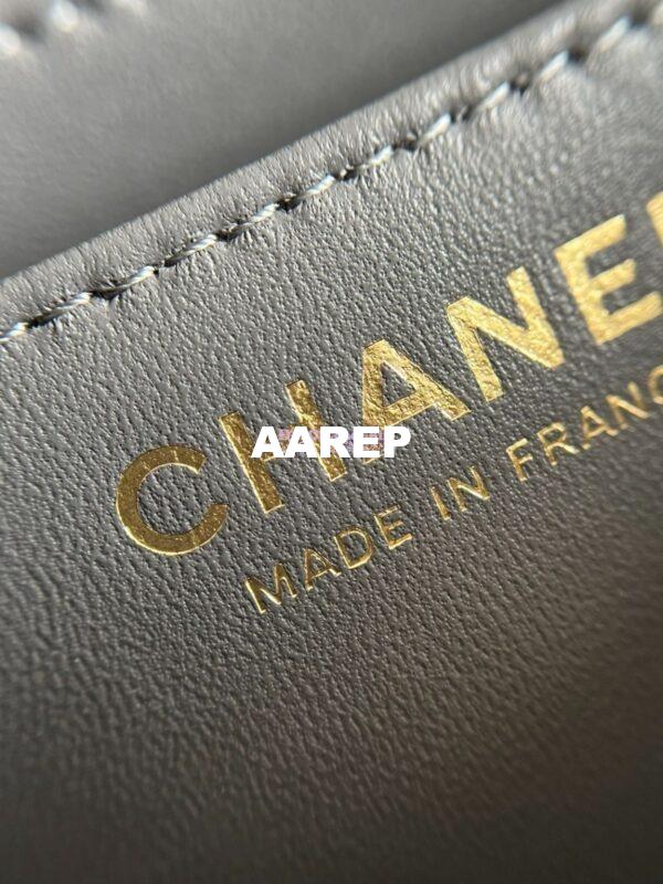 Replica Chanel New 24K Lambskin Mini Flap Bag With Metal Top Handle AS2431 Grey 17
