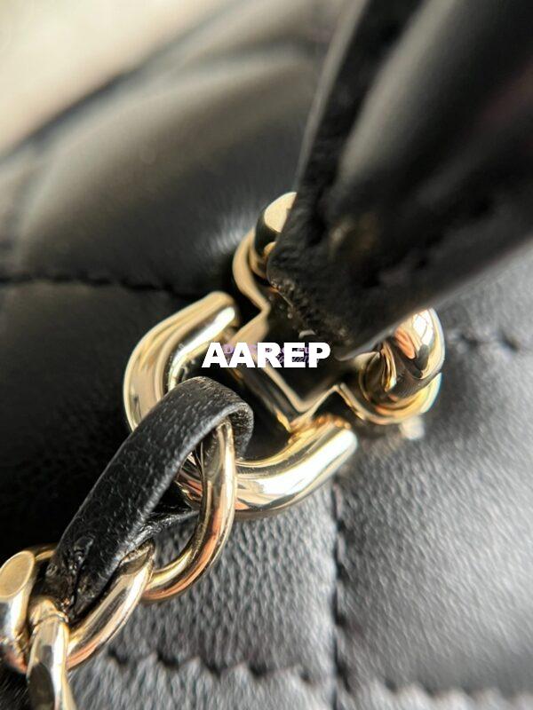 Replica Chanel Mini Flap Bag With Top Handle AS2431 in Lambskin Black with Light Gold Hardware 9