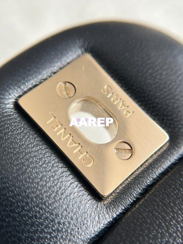 Replica Chanel Mini Flap Bag With Top Handle AS2431 in Lambskin Black with Light Gold Hardware 14