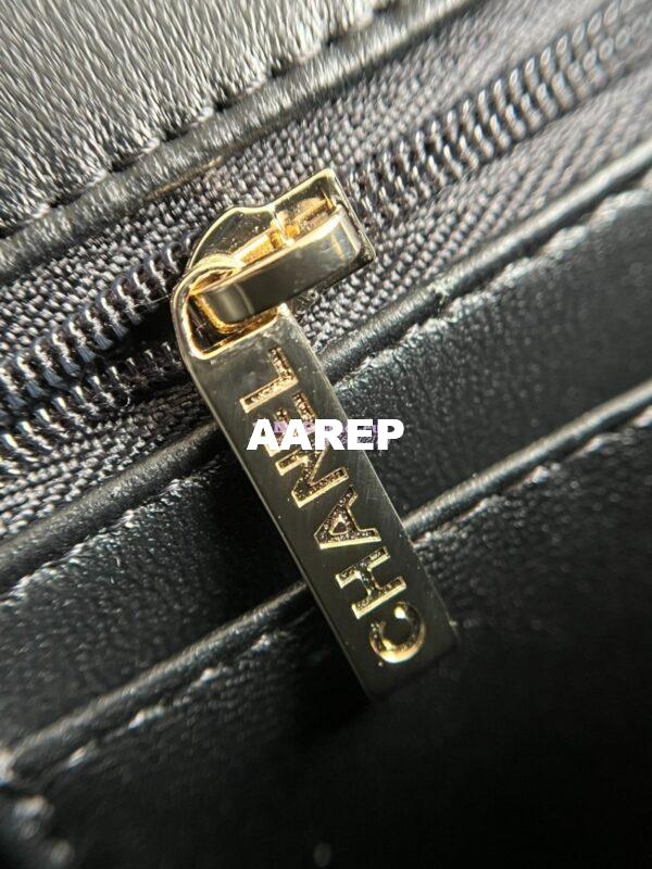 Replica Chanel Mini Flap Bag With Top Handle AS2431 in Lambskin Black with Light Gold Hardware 16