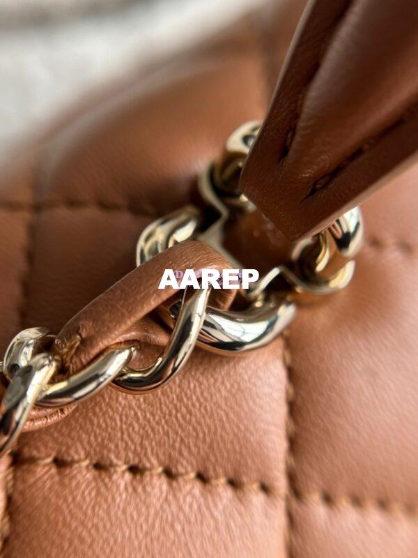 Replica Chanel Mini Flap Bag With Top Handle AS2431 in Lambskin Caramel with Light Gold Hardware 8