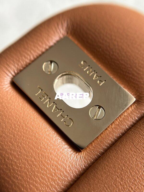 Replica Chanel Mini Flap Bag With Top Handle AS2431 in Lambskin Caramel with Light Gold Hardware 17