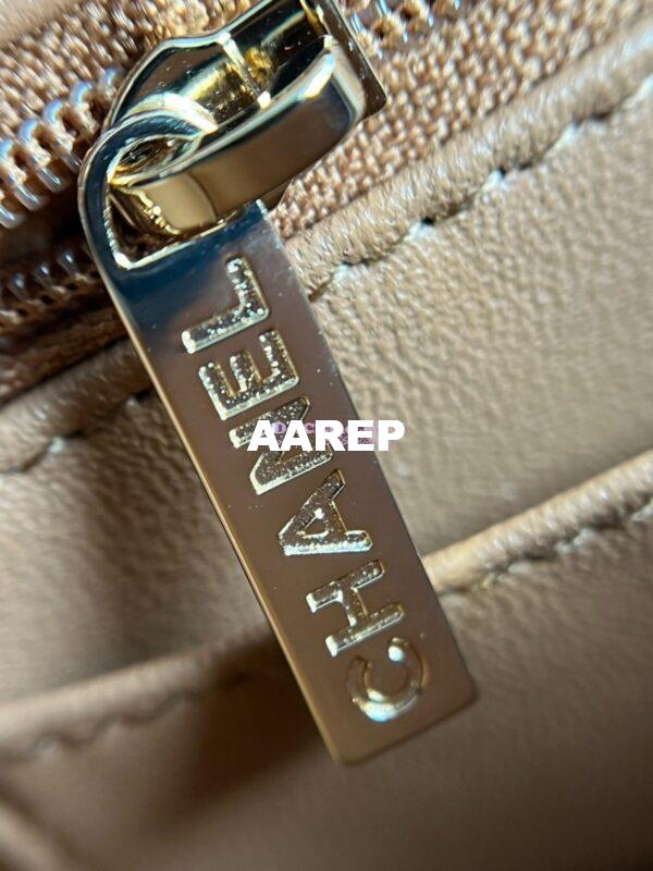 Replica Chanel Mini Flap Bag With Top Handle AS2431 in Lambskin Caramel with Light Gold Hardware 18