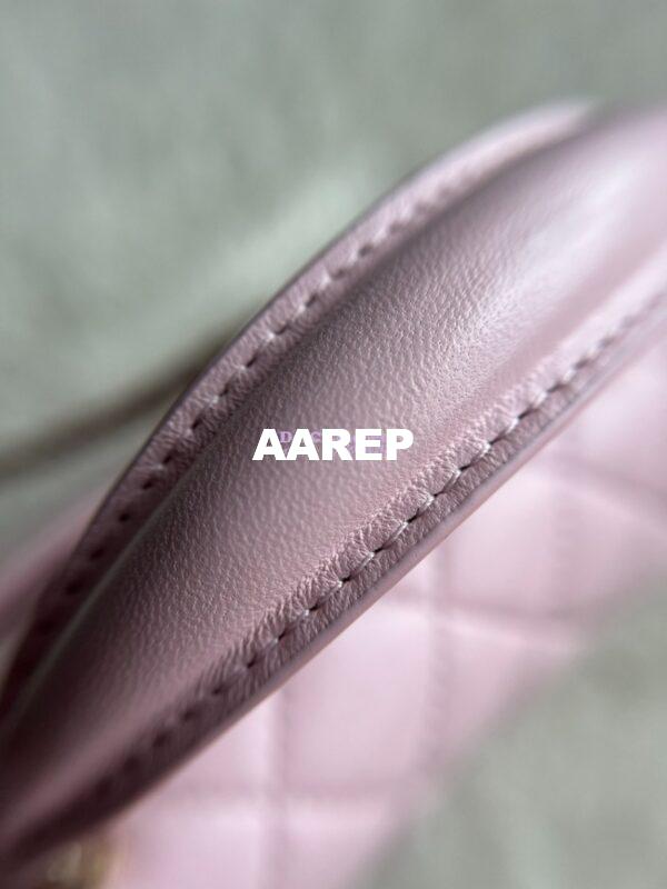 Replica Chanel Mini Flap Bag With Top Handle AS2431 in Lambskin Light Pink with Light Gold Hardware 9