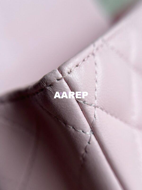 Replica Chanel Mini Flap Bag With Top Handle AS2431 in Lambskin Light Pink with Light Gold Hardware 15
