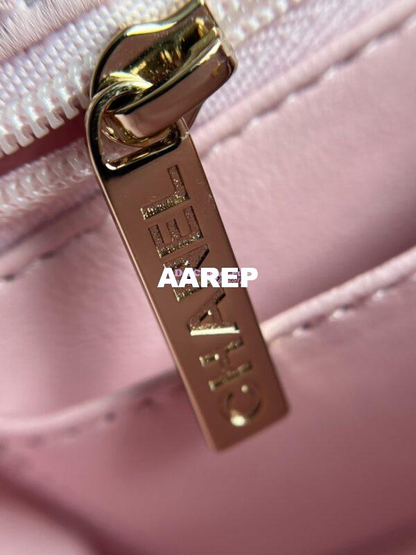 Replica Chanel Mini Flap Bag With Top Handle AS2431 in Lambskin Light Pink with Light Gold Hardware 18