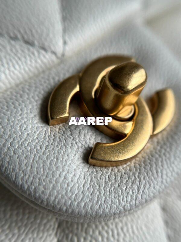 Replica Chanel Mini Flap Bag With Top Handle AS2431 in Grained Calfskin White 8