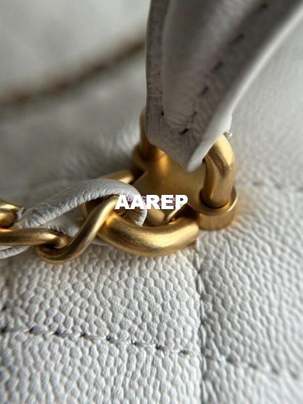 Replica Chanel Mini Flap Bag With Top Handle AS2431 in Grained Calfskin White 9