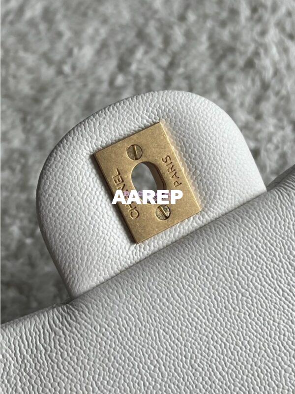 Replica Chanel Mini Flap Bag With Top Handle AS2431 in Grained Calfskin White 15