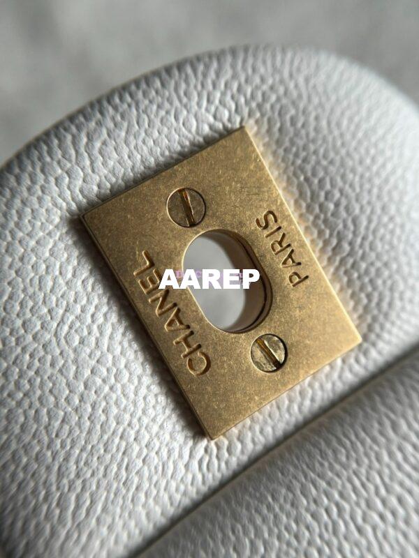 Replica Chanel Mini Flap Bag With Top Handle AS2431 in Grained Calfskin White 16