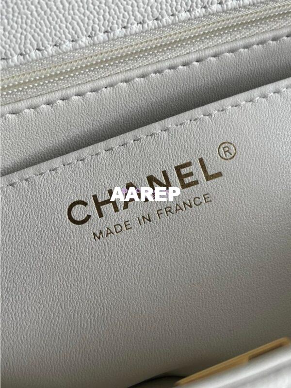 Replica Chanel Mini Flap Bag With Top Handle AS2431 in Grained Calfskin White 17