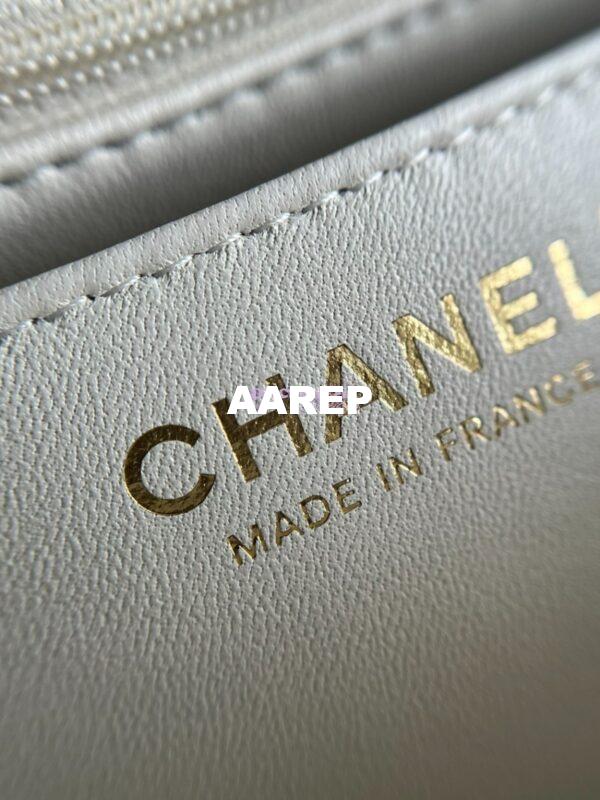 Replica Chanel Mini Flap Bag With Top Handle AS2431 in Grained Calfskin White 18