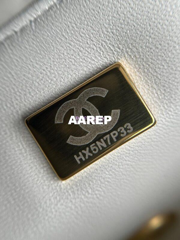 Replica Chanel Mini Flap Bag With Top Handle AS2431 in Grained Calfskin White 19