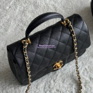 Replica Chanel Mini Flap Bag With Top Handle AS2431 in Grained Calfskin Black 2