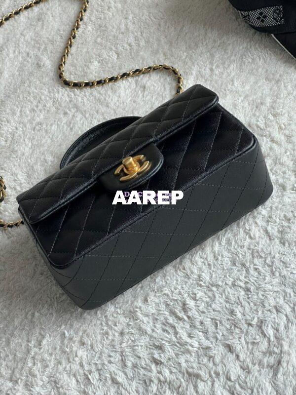 Replica Chanel Mini Flap Bag With Top Handle AS2431 in Grained Calfskin Black 6