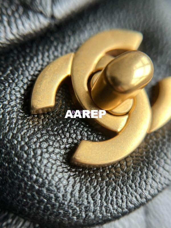 Replica Chanel Mini Flap Bag With Top Handle AS2431 in Grained Calfskin Black 7