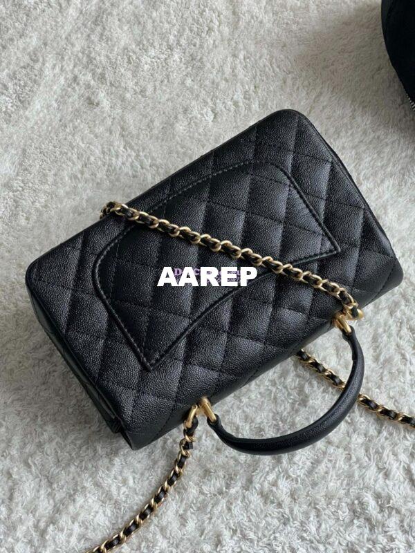 Replica Chanel Mini Flap Bag With Top Handle AS2431 in Grained Calfskin Black 9