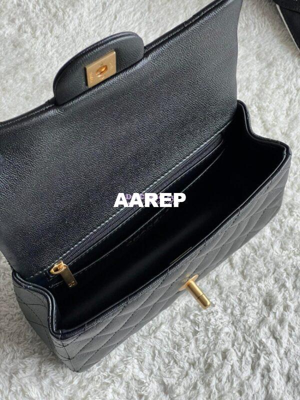 Replica Chanel Mini Flap Bag With Top Handle AS2431 in Grained Calfskin Black 12