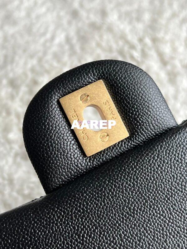 Replica Chanel Mini Flap Bag With Top Handle AS2431 in Grained Calfskin Black 14