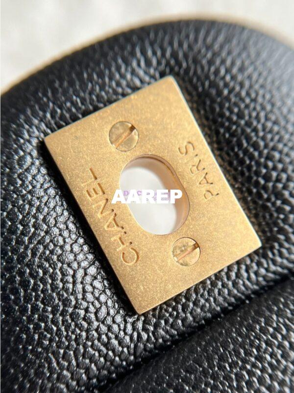 Replica Chanel Mini Flap Bag With Top Handle AS2431 in Grained Calfskin Black 15