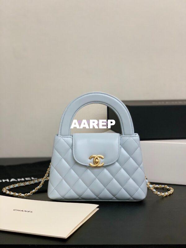 Replica Chanel Mini Shopping Bag Shiny Agen Calfskin AS4416 Light Blue 3