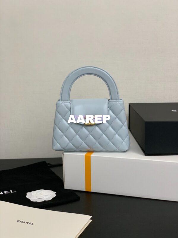 Replica Chanel Mini Shopping Bag Shiny Agen Calfskin AS4416 Light Blue 4