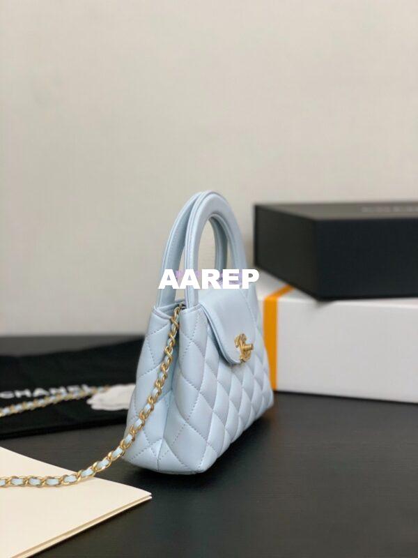 Replica Chanel Mini Shopping Bag Shiny Agen Calfskin AS4416 Light Blue 5