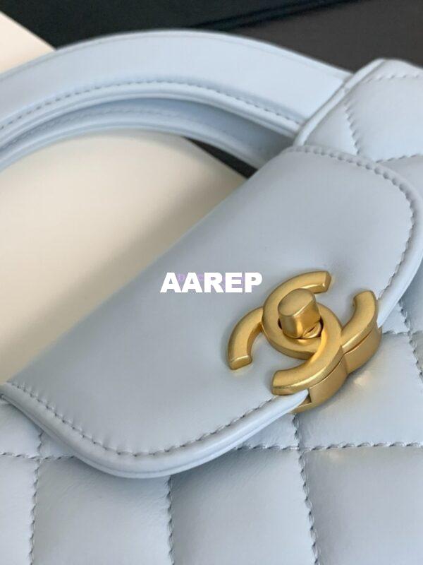 Replica Chanel Mini Shopping Bag Shiny Agen Calfskin AS4416 Light Blue 6