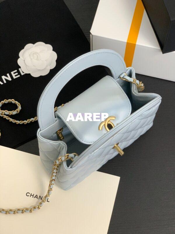 Replica Chanel Mini Shopping Bag Shiny Agen Calfskin AS4416 Light Blue 7