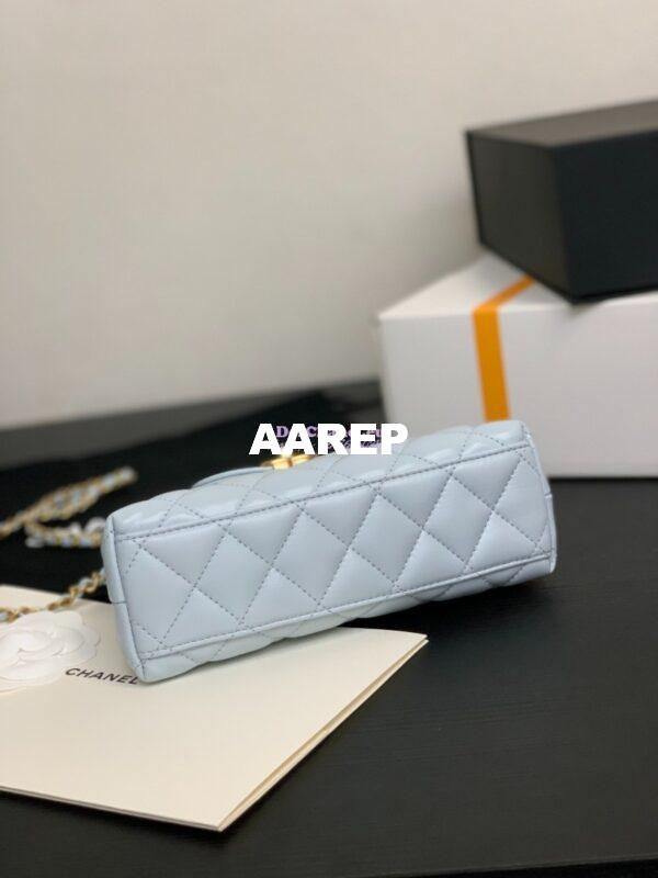 Replica Chanel Mini Shopping Bag Shiny Agen Calfskin AS4416 Light Blue 9